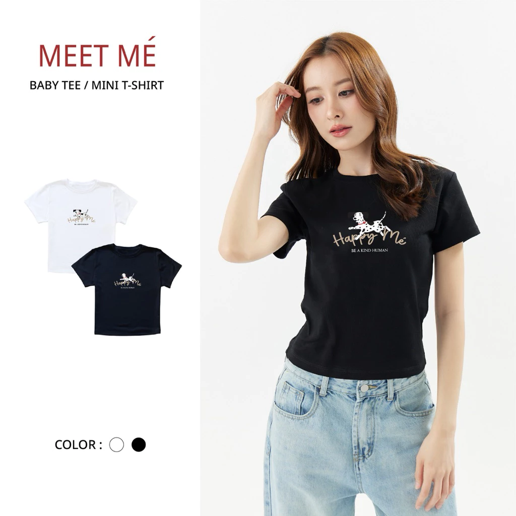 MEET ME - Top 0026 | ลาย HAPPY ME DOG เสื้อครอป