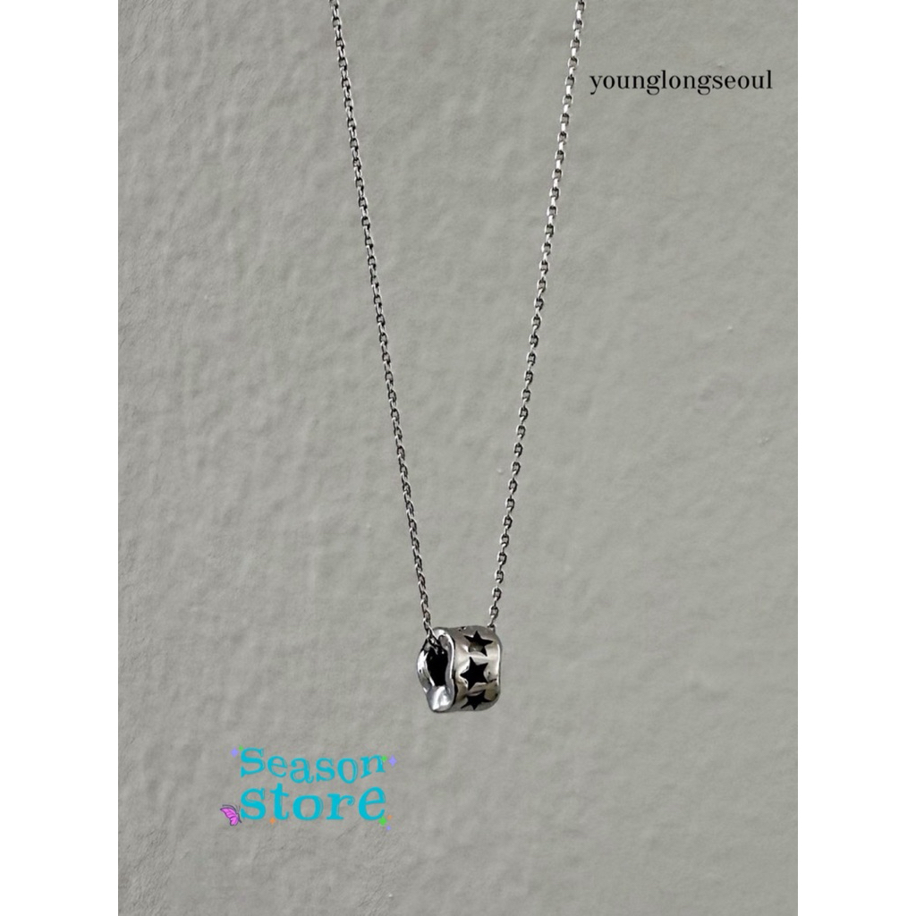 (พร้อมส่ง 🇰🇷) สร้อยคอ ดีไซน์มินิมอล📿 แบรนด์ Younglongseoul Rough Star Ring Necklace ⭐ 41 cm.