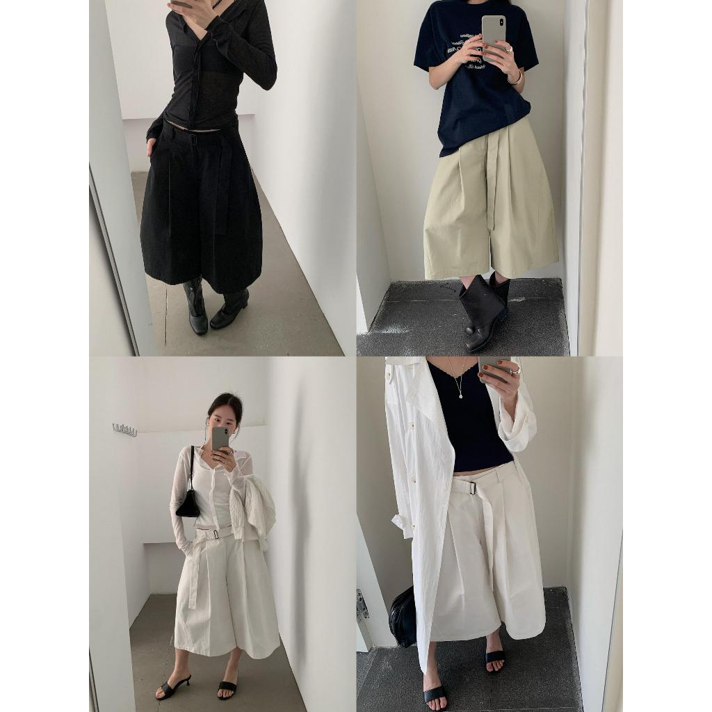 INBYIN - กางเกงสี่ส่วนมาพร้อมเข็มขัด BELT MIDI PANTS - I3477