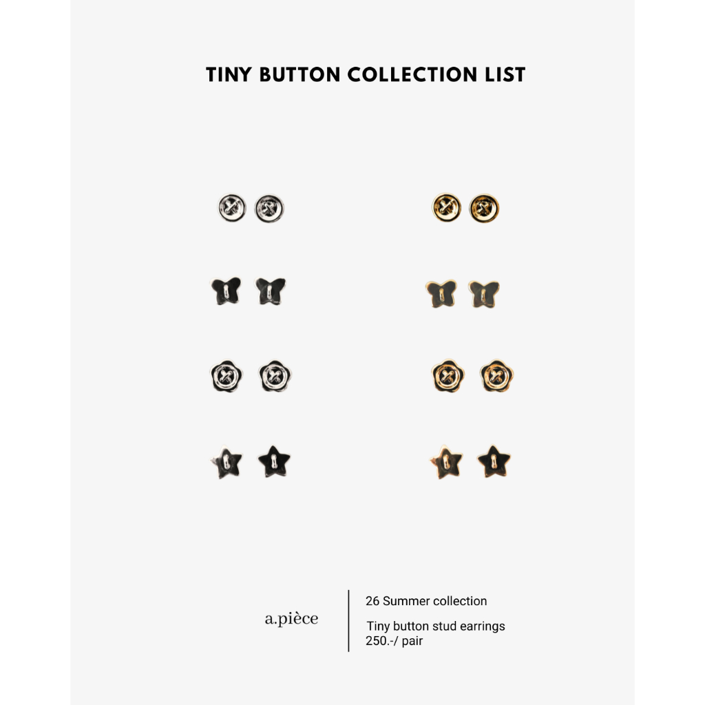 A.piece ต่างหู Tiny Button collection : [silver 925 post] Tiny button earrings