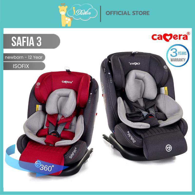CAMERA  คาร์ซีท รุ่น SAFIA 3 สำหรับเด็กแรกเกิดถึง 12 ปี หมุนได้ 360° พร้อมเบาะรองขาผ้าแบบFirst Class