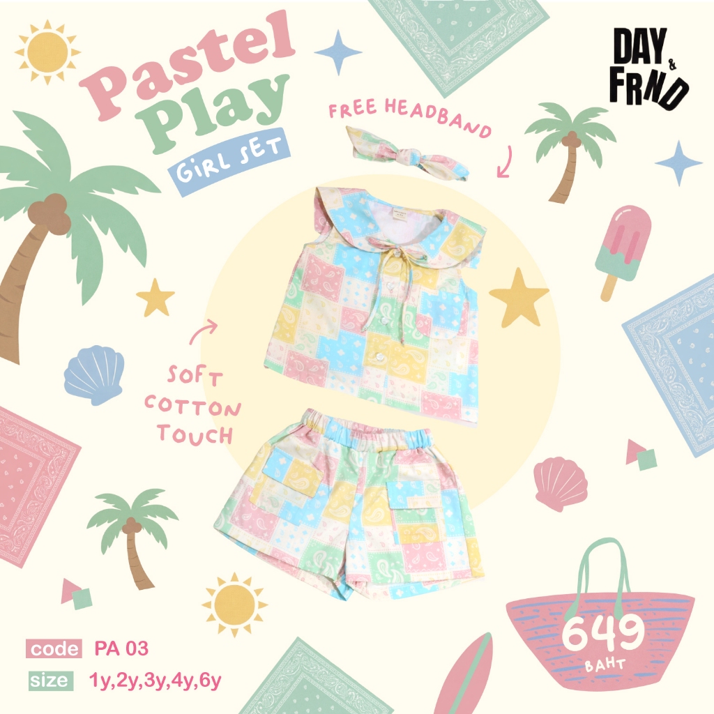 (พร้อมส่ง)Pastel Play Girl Set PA03B