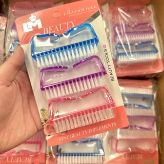 [ขายยกโหล12แผง] แปรงขัดเท้า ขัดมือ ขัดเล็บ 1แผงมี3ชิ้น สีหวาน คละสี (รวมได้แปรง36ชิ้น)