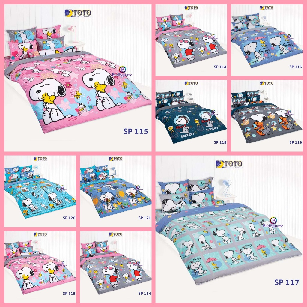 ผ้าปูที่นอน 3.5/5/6 ฟุต ลายสนูปปี้ Snoopy/TOTO 2026 SP114 SP115 SP116 SP117 SP118 SP119 SP120 SP121
