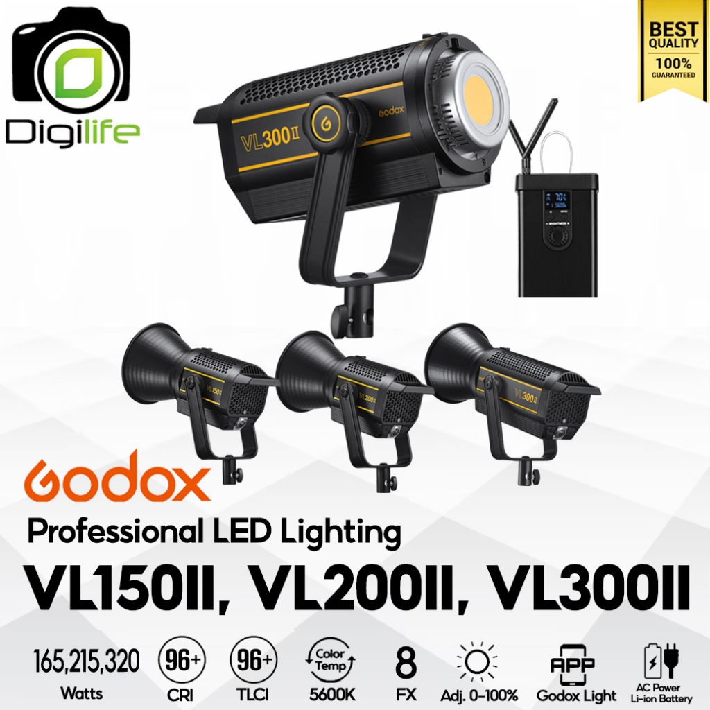 ลดล้างสต๊อก - Godox LED VL150II, VL200II, VL300II - 165W, 215W, 320W - 5600K (แสงขาว) - Bowen Mount 
