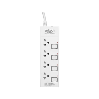 ปลั๊กไฟ Anitech TIS Plug 3600W 4 Socket 4 Switch 3M. H7143 White by Banana IT