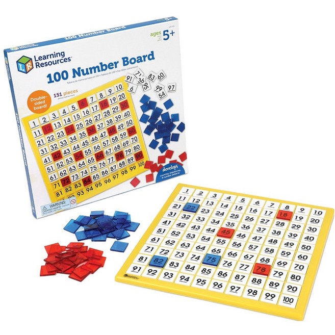 Learning Resources, Hundreds Number Board ชุดบอร์ดหนึ่งร้อยหมายเลข ของเล่นเด็ก 5 ปีขึ้นไป