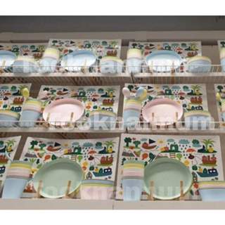 ikea kalas ชุดทานอาหารเด็ก จาน6ใบ ชาม6ใบ ช้อนมีดส้อม18ชิ้น แ…