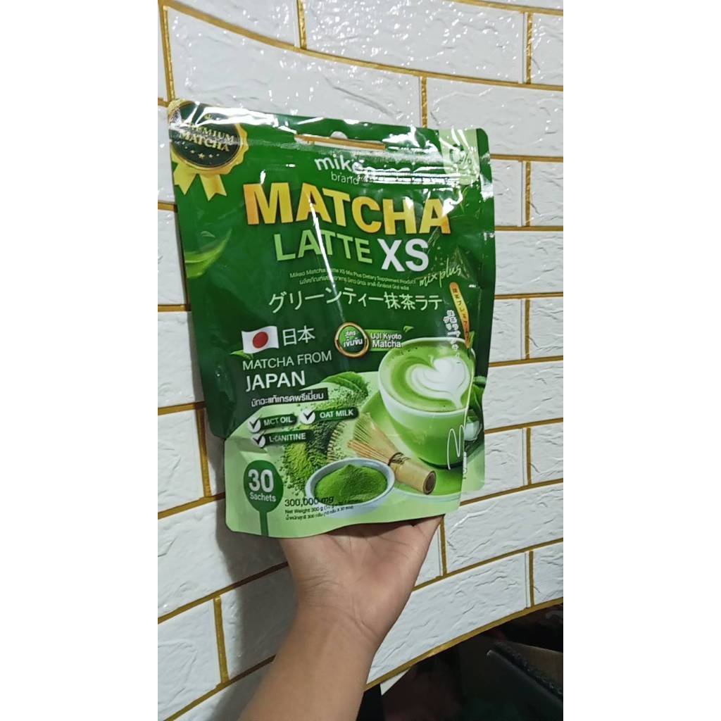 mikeo MATCHA LATTE XS mix plus ผลิตภัณฑ์เสริมอาหาร มิเกว มัทฉะ ลาเต้ เอ็กซ์เอส มิกซ์ พลัส 1 ห่อ มี 3