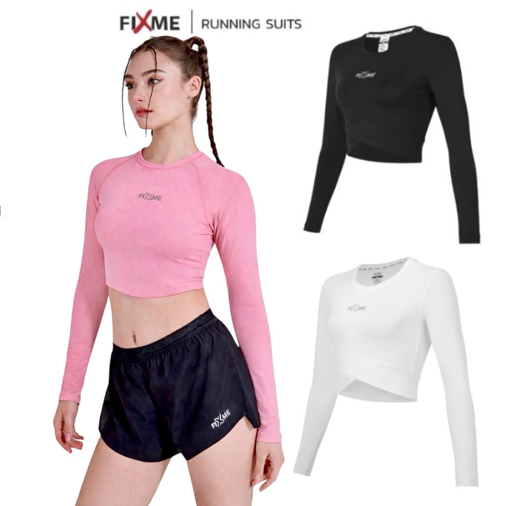 V-line เสื้อกันยูวีเอวลอย แขนยาว เสื้อครอปวิ่ง  กันuv 99% เสื้อครอปกีฬา