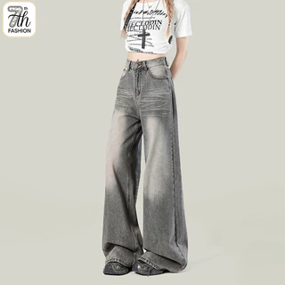 S-5XL【Vintage Classic】ไซส์ใหญ่ กางเกงยีนส์ผู้หญิงทรงตรงสีเทา - ใส่สบาย ใส่ได้ทุกวัน มีครบทุกขนาด