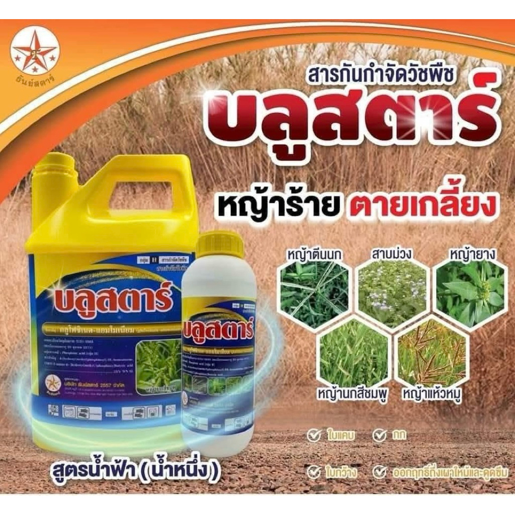 กลูโฟซิเนตร(น้ำหนึ่ง)บลูสตาร์สูตรเข้มข้นกำจัดหญ้าตายไวตายนาน