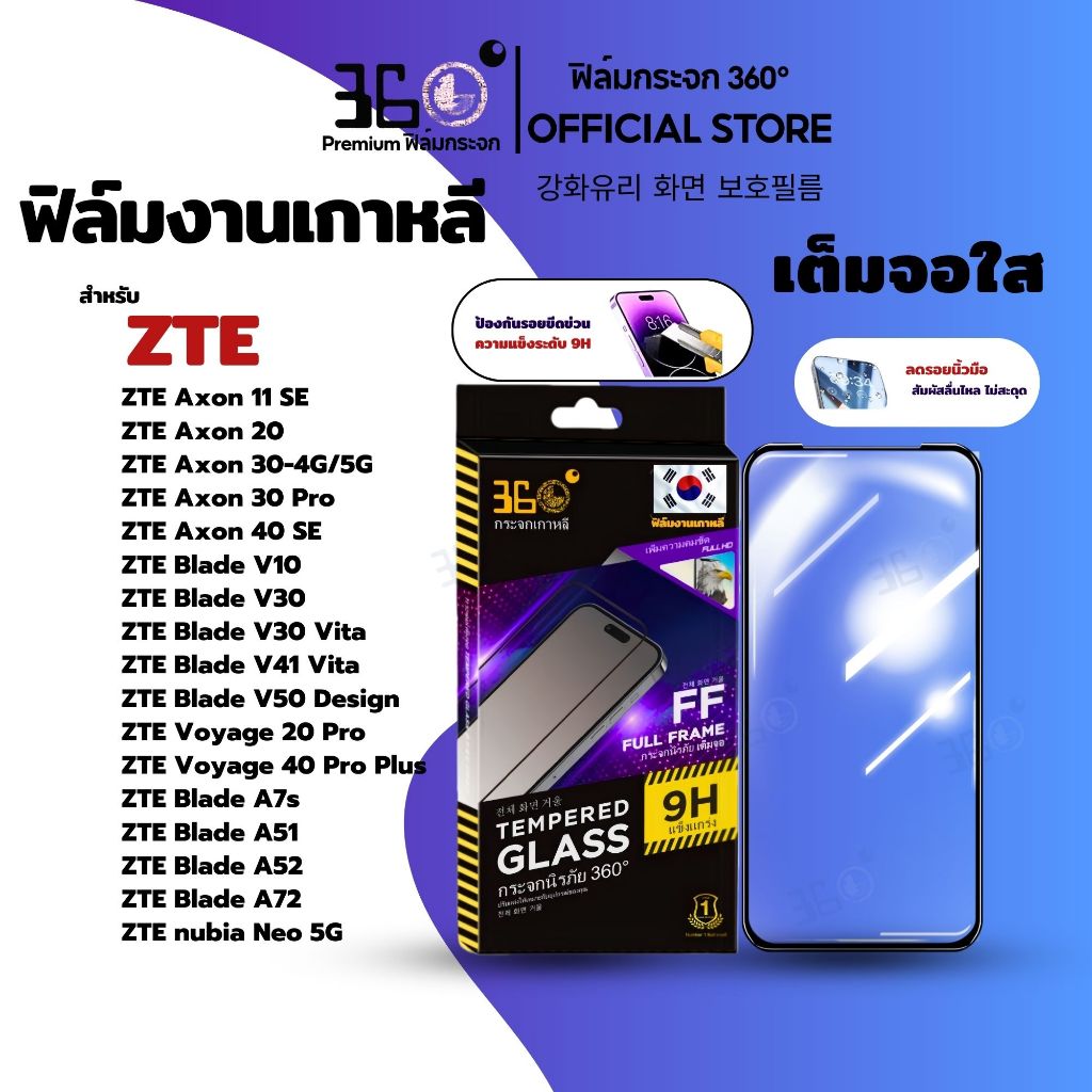 [🇰🇷360° เกาหลี]  ฟิล์มคริสตัล ฟิล์มใส ฟิล์มกระจก ZTE blade a35 blade a35e blade v50 design blade KTA