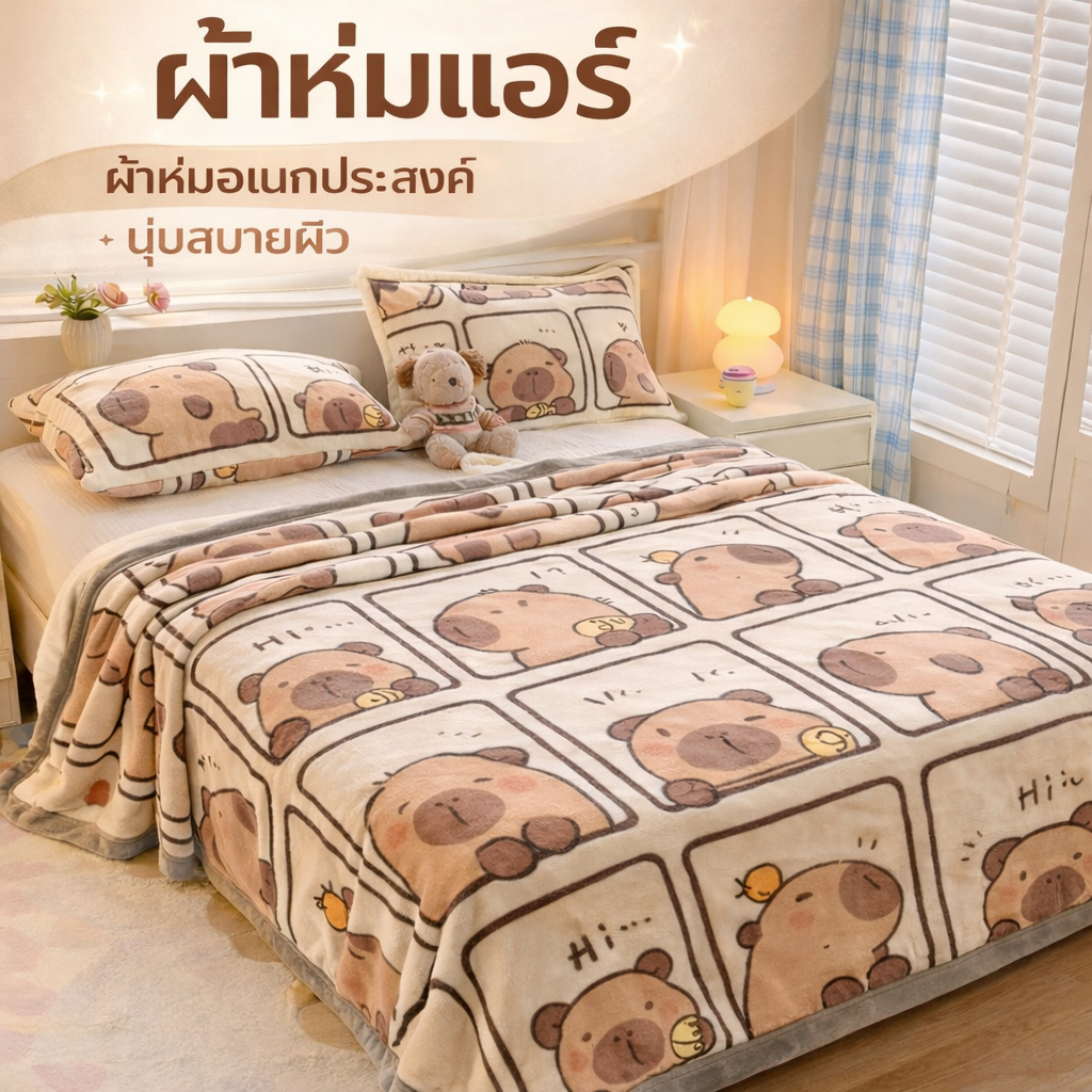 ผ้าห่มปรับอากาศ ผ้าห่ม ผ้าห่มนาโน ผ้าห่ม sleep ผ้าห่มนวม ขนาด ผ้าห่มนุ่มมากๆ เบาสบาย กันหนาวได้ ผ้าลายน่ารักมาก