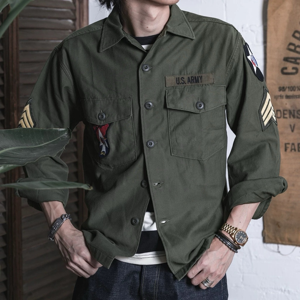 เสื้อ OG-107 UTILITY FATIGUE SHIRT ผ้าฝ้ายซาตินสไตล์ทหาร Overshirt