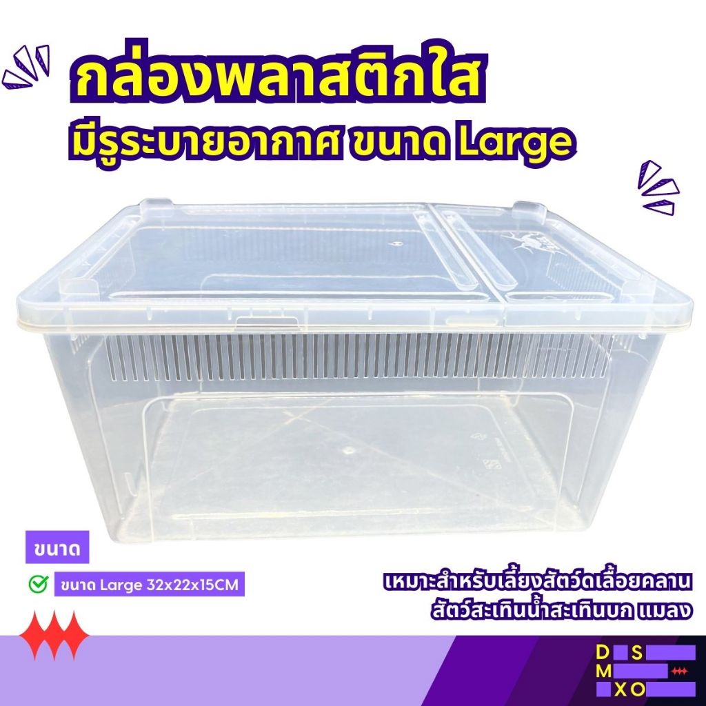 [ส่งด่วน] Plastic Box ขนาด Large กล่องพลาสติกใส มีรูระบายอากาศ สำหรับสัตว์เลี้ยง สัตว์เลื้อยคลาน งู