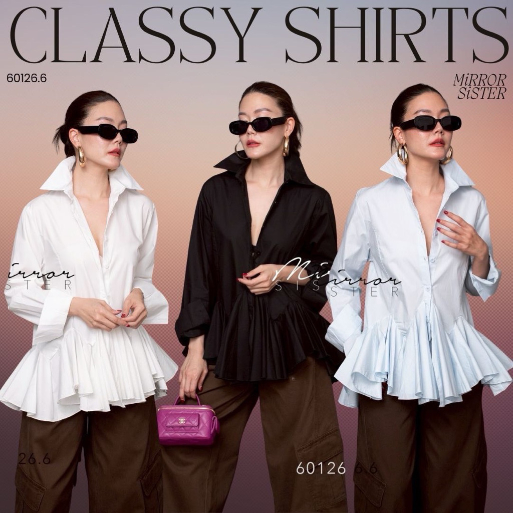 MirrorsisteR 60126.6 เสื้อเชิ้ตทรง 'Super Ruffle' ที่ตั้งใจดีไฝลซน์ให้ช่วงล่างบานพริ้วแบบ Double Layer