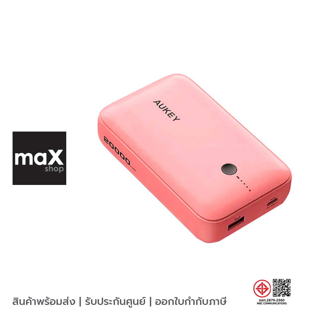 AUKEY แบตเตอรี่สำรอง Powerbank 20,000 mAh PD 20W SCP 22.5W สีชมพู ดำ รุ่น PB-Y57