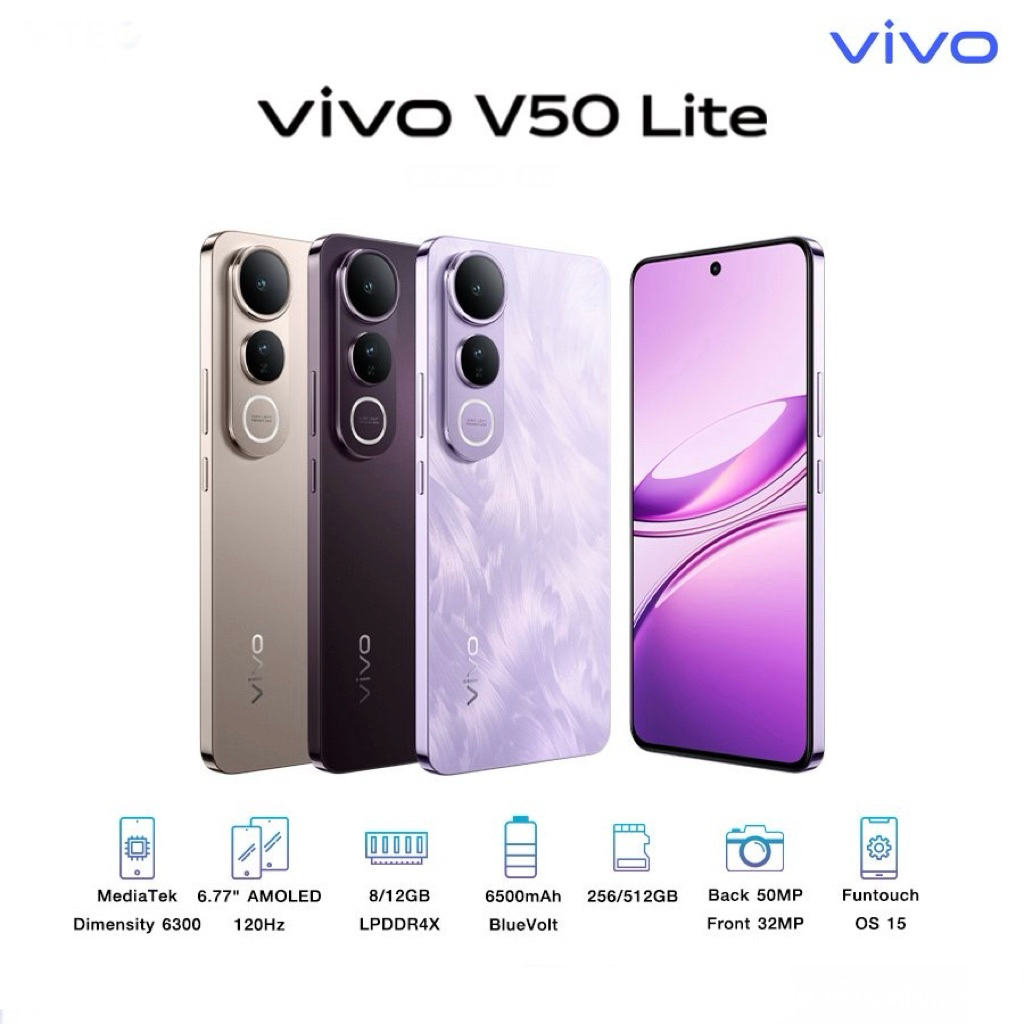 VIVO V50 Lite 5G 12/512GB เครื่องใหม่ศูนย์ไทย รับประกันศูนย์