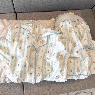 เส้นสีขาว รูปแบบหมีน้อยน่ารัก เหมาะสำหรับวัยรุ่น ชุดนอน ชุดส…