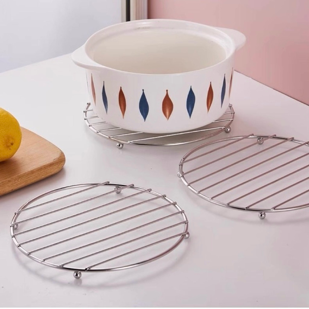 ตะแกรงรองหม้อ วัสดุสแตนเลส ขนาด 18 ซม. ที่รองก้นหม้อกันความร้อน ขารองหม้อ