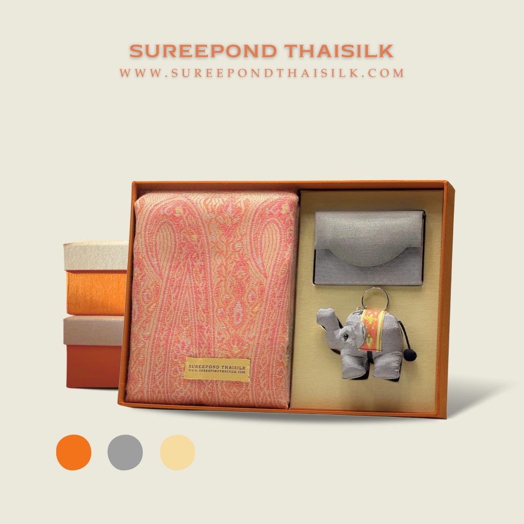 ❖ กล่องชุดของขวัญผ้าไหม ❖ [ SET ผ้าพันคอ ] Gift Set Premium