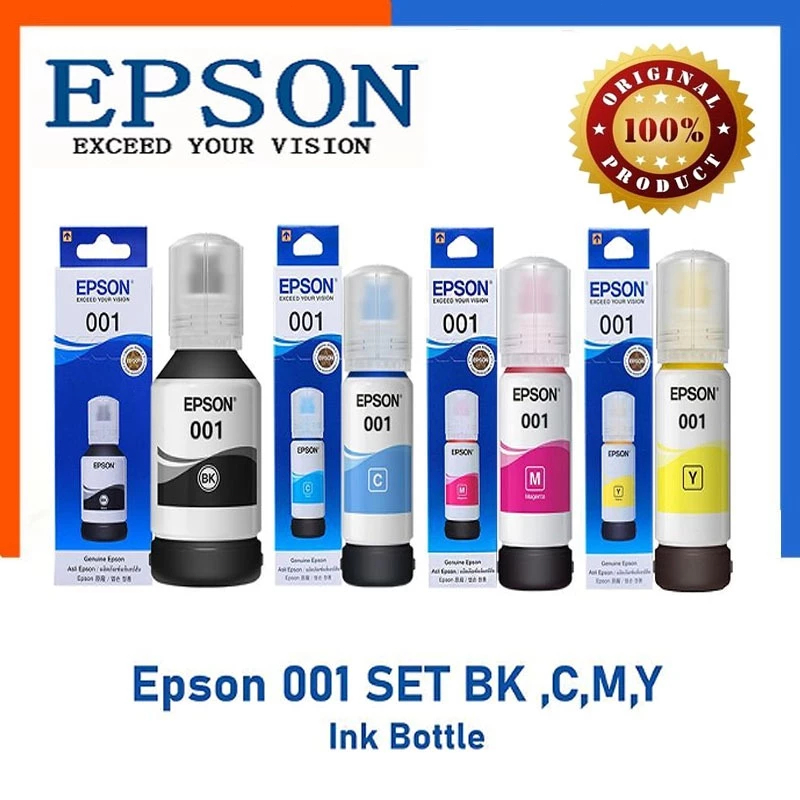 หมึกเติมของแท้ เอปสัน EPSON 001 มีกล่อง ของแท้ ใช้กับปริ้นเตอร์FOR EPSON L6190/L4260/L4266/L5190