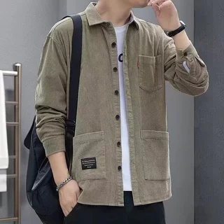 ส่งจากไทย✨เสื้อแจ็คเก็ตผู้ชาย เสื้อเชิ้ตแขนยาวลําลอง ทรงหลวม ผ้าลูกฟูก สไตล์เกาหลี ไซซ์ M-3XL #N2036