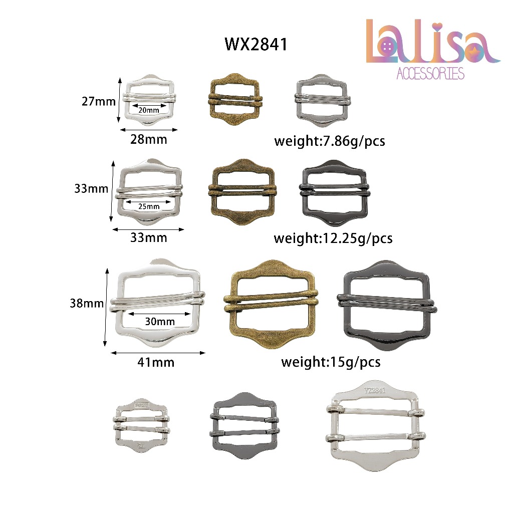 ตัวเลื่อนสายโลหะ ทรงวินเทจ ขอบหยัก 2 แกน แข็งแรงพรีเมียม 20mm/25mm/30mm  alloy buckleWX2841