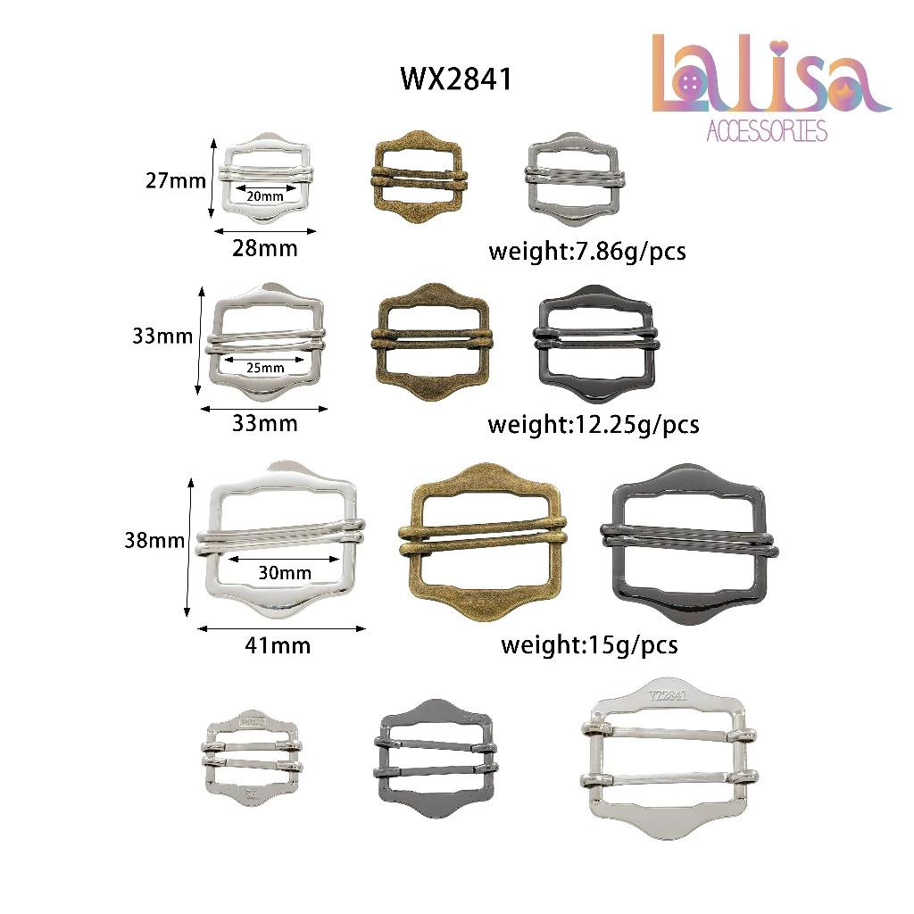 ตัวเลื่อนสายโลหะ ทรงวินเทจ ขอบหยัก 2 แกน แข็งแรงพรีเมียม 20mm/25mm/30mm alloy buckleWX2841