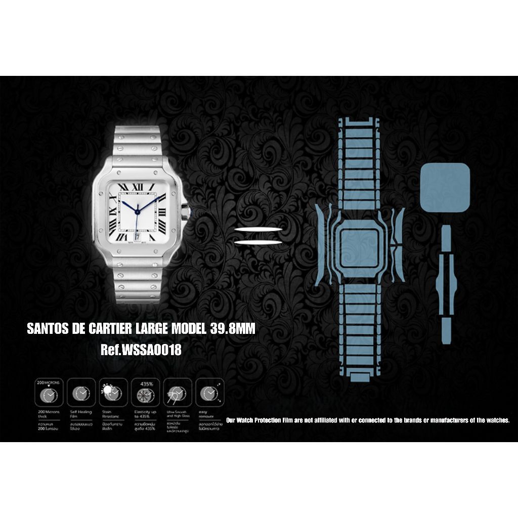 ฟิล์มป้องกันรอยนาฬิกา Watch Protection Film for CARTIER SANTOS DE CARTIER LARGE MODEL 39.8MM Ref.WSS