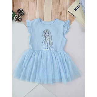 Disney Frozen เดรสกระโปรงผ้าโปร่ง สีฟ้า น่ารักๆ