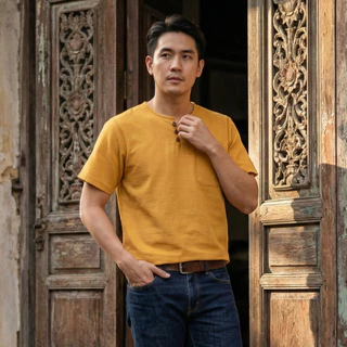 เสื้อผ้าฝ้ายชินมัย แต่งกระดุมไม้ 3เม็ด