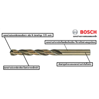 BOSCH ดอกเจาะสแตนเลส 1มม. - 8.5มม.(1 ดอก) HSS-Co ของแท้ 100%