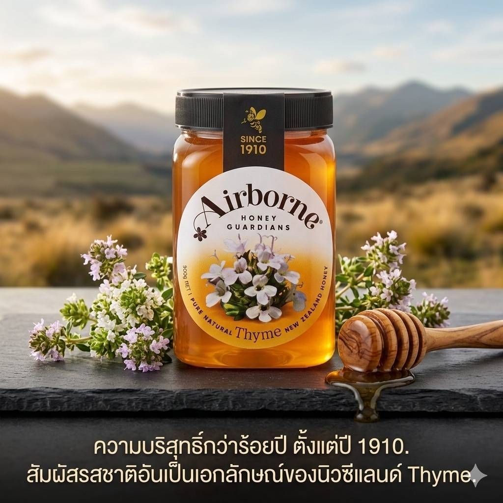 [Made​ in​ New​ Zealand]​ น้ำผึ้งไธม์ (Thyme Honey) น้ำผึ้งแท้จากประเทศนิวซีแลนด์ 🇳🇿 Airborne Honey​
