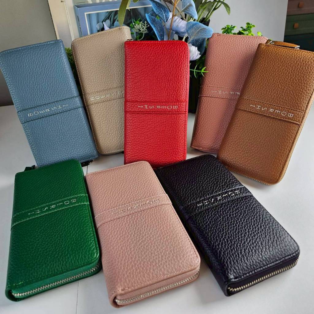 กระเป๋าสตางค์ใบยาว หนังPU ซิปรอบ หนังนิ่มมาก  มีให้เลือกหลายสี พร้อมส่งจากไทย