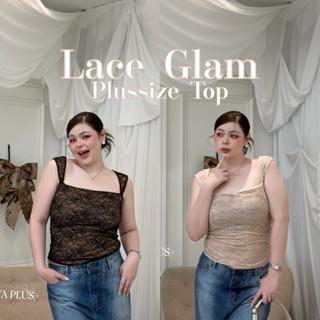 🧸𝐂𝐡𝐮𝐛𝐛𝐲𝐋𝐚𝐧𝐝.(อก38-48)✨Lace Glam Shirt✨เสื้อสายเดี่ยว สาวอวบ …