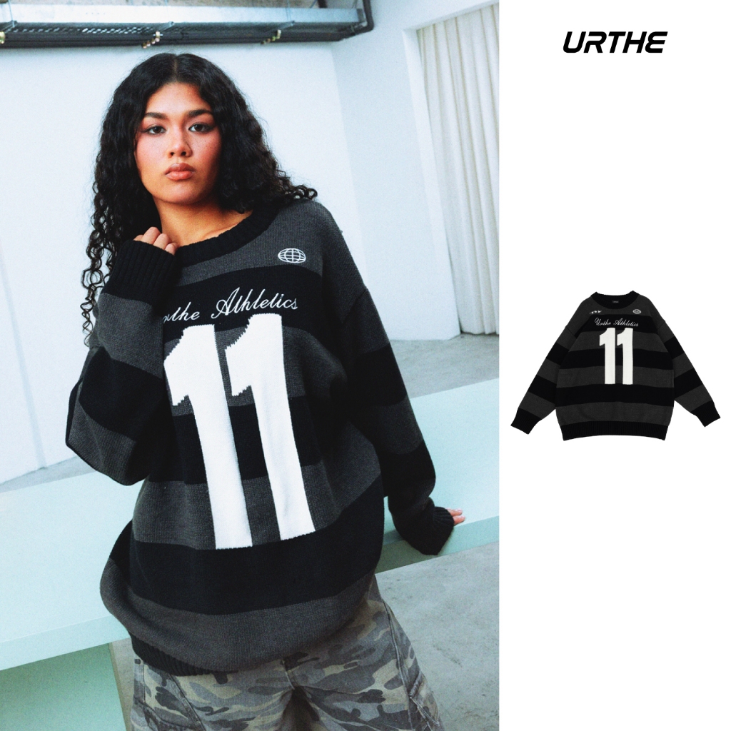 URTHE - เสื้อสเวตเตอร์ เสื้อกันหนาว Oversize รุ่น NUMBER 11 SWEATER