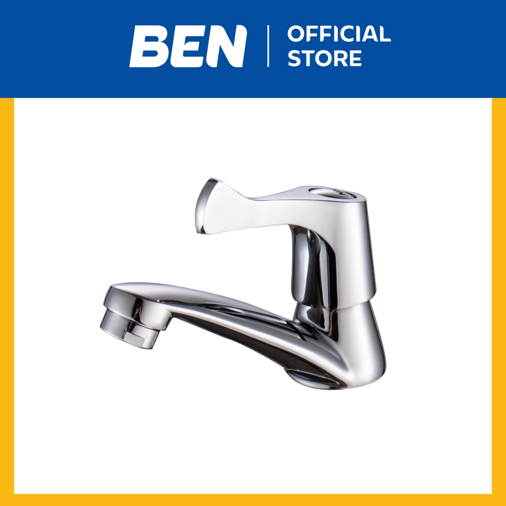 BEN 60A2323 ก๊อกน้ำเย็นเดี่ยว ติดตั้งบนอ่างได้ทุกยี่ห้อ สีโครเมียมเงา รับประกันวาล์วก๊อกน้ำไม่รั่วซึม 10 ปี