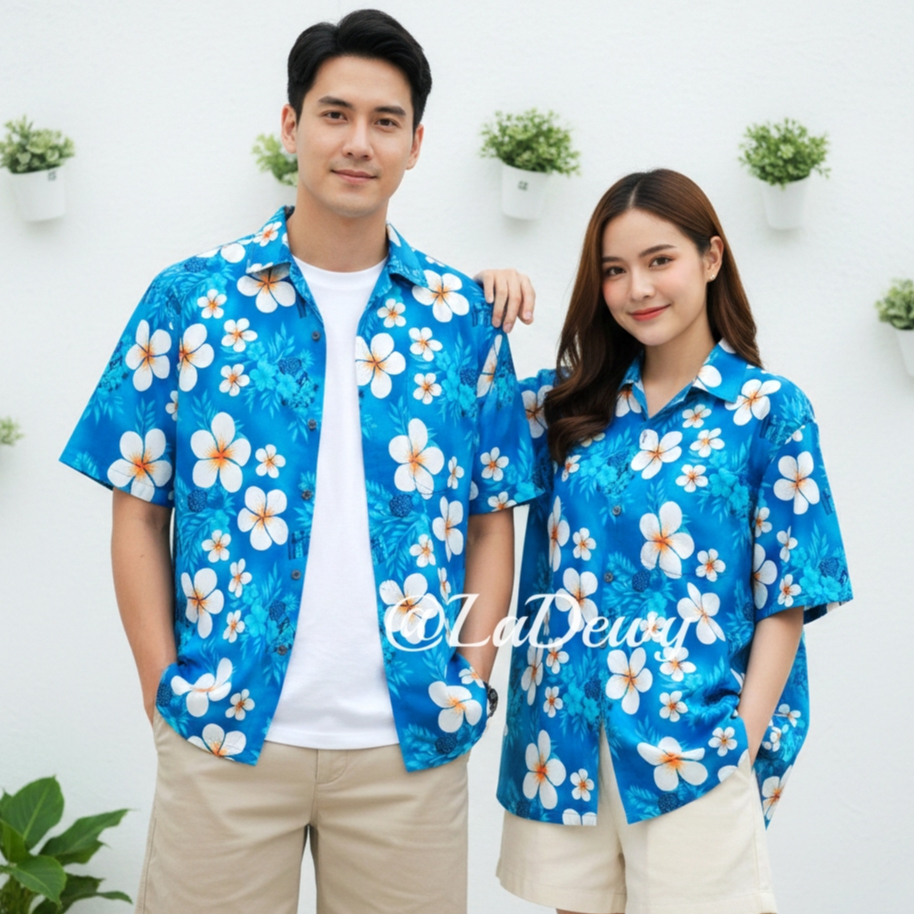 เสื้อฮาวายลายดอก Ladewy HW303 ผ้าเรยอนใส่สบาย เหมาะหน้าร้อนและสงกรานต์