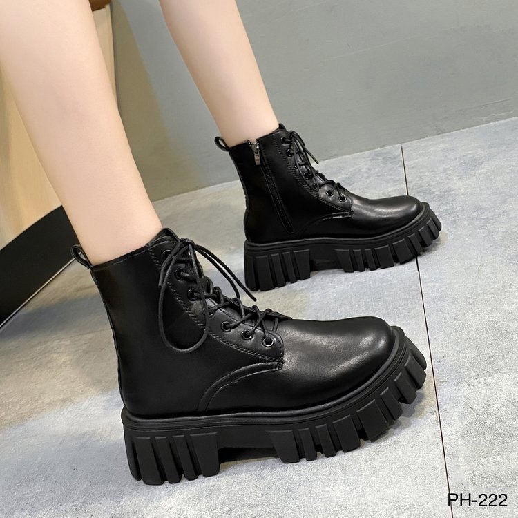 PH-222 รองเท้าบูท หนังหุ้มข้อน่ารักมาก แต่งซิปข้าง