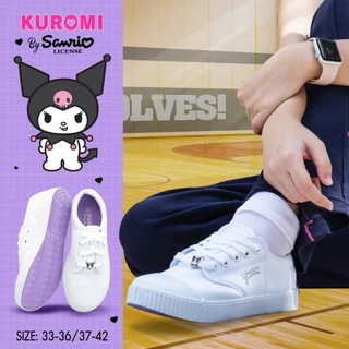 รองเท้านักเรียน คุโรมิ Kuromi x Y-roon พื้นม่วง ดำ(Y777) ขาว(Y999) รองเท้าผ้าใบนักเรียน