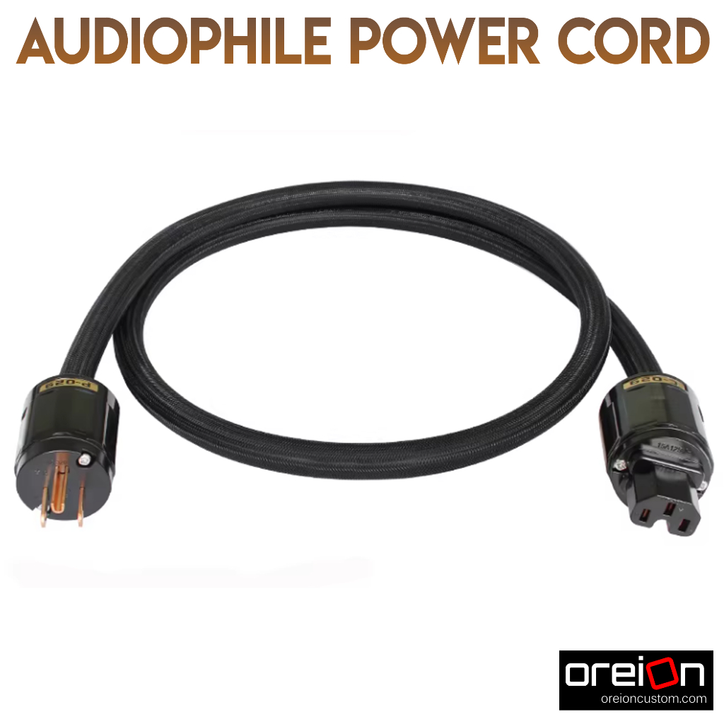สายไฟ AC POWER Cable 15A Audiophile Power cord หุ้มสายถักดำ ขนาด 3x2.5sq 16มิล Premium [ประกัน 1 ปี]