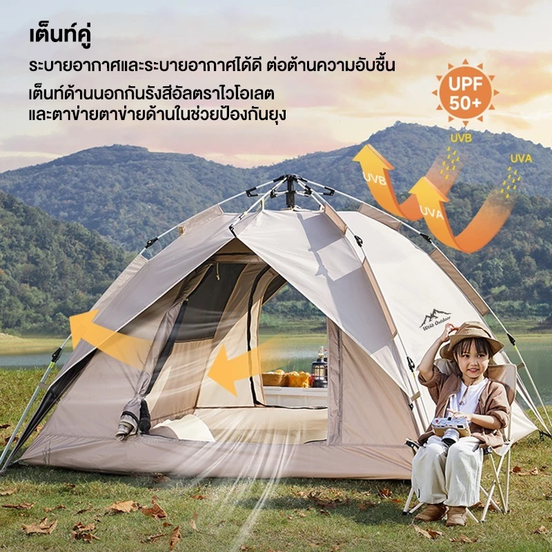 เต็นท์สนาม กางอัตโนมัติ 3-6 คน พับได้ กันฝน ตาข่ายกันแมลง thumbnail 5