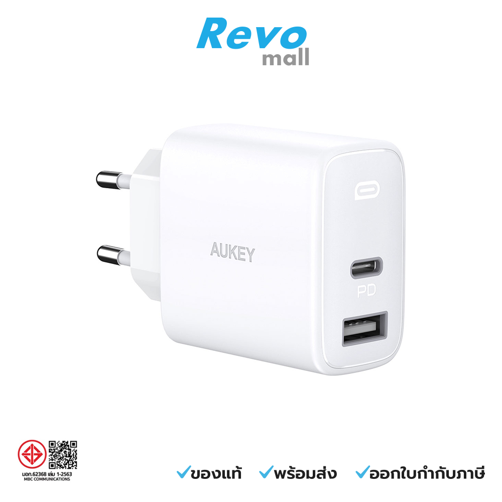 AUKEY หัวชาร์จเร็ว 32W 2 ช่อง สี White รุ่น PA-F3S