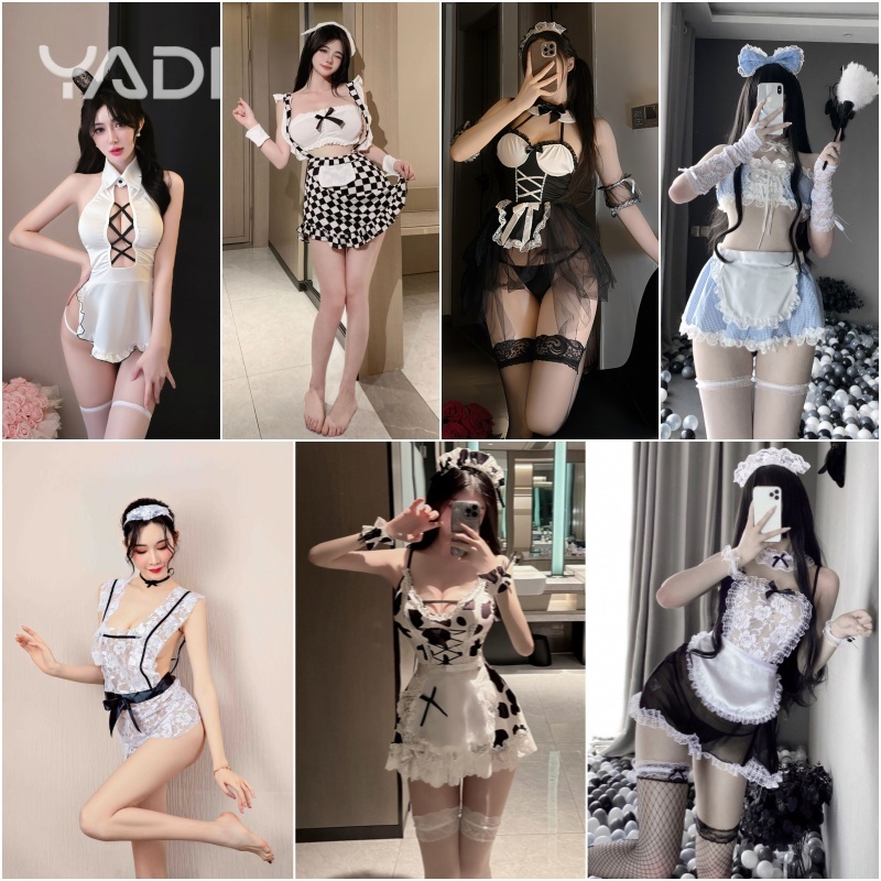 【YADI】 ชุดเมดคอสเพลย์เซ็กซี่ลูกไม้ ดีไซน์อกแต่งลูกไม้ ผ้าซีทรูบางเบา เซ็กซี่น่ารักสไตล์เมด พร้อมส่ง ราคาถูก👗✨