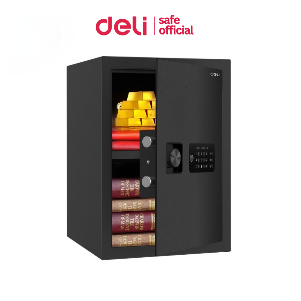 Deli ตู้เซฟนิรภัย ตู้เซฟ ล็อครหัสผ่านและกุญแจ มีเสียงสัญญาณแจ้งเตือน แข็งแรงรับประกัน 1 ปี Safe Box