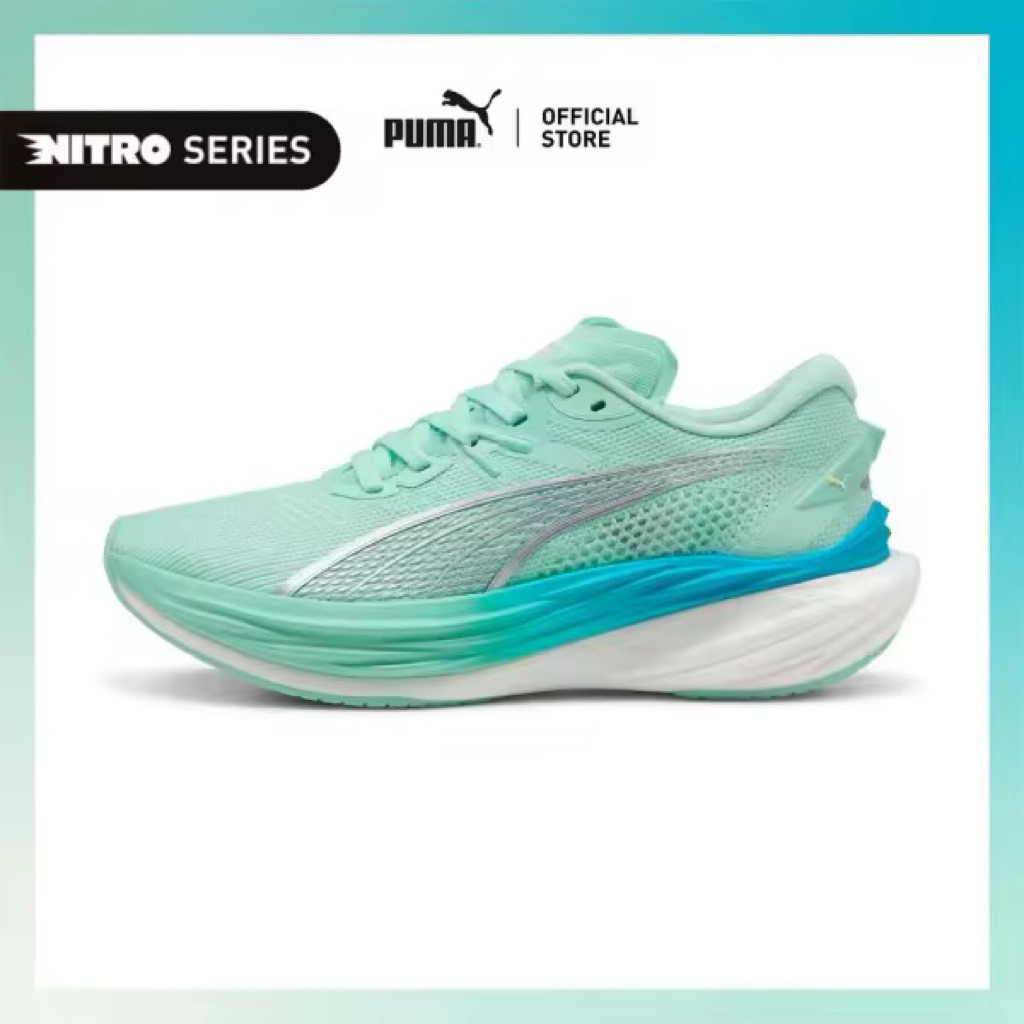 มือสอง** PUMA Deviate NITRO™ 3 รองเท้าวิ่งผู้หญิง สีเขียวมิ้นต์ mint blue Size : EUR39/UK6/US8.5/25C