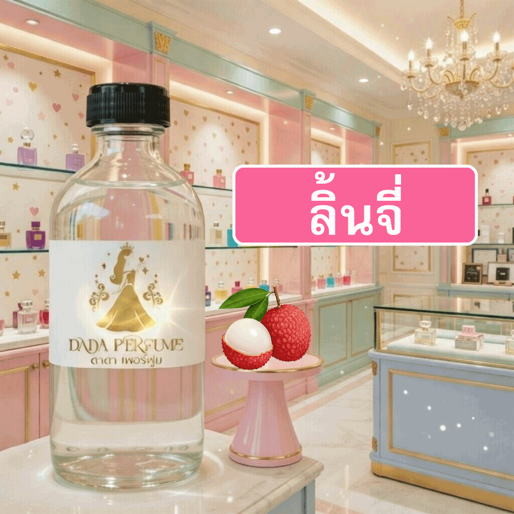 กลิ่น ลิ้นจี่ น้ำหอมพร้อมใช้ ปริมาณ 125 ml. แถมฟรีขวดสเปร์ย 10 ml. 1 ขวด ซื่อ 10 ฟรี 1 ขวด