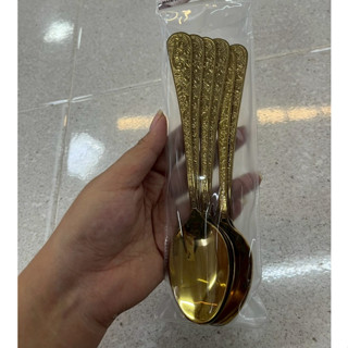 ช้อนข้าว ช้อนสแตนเลส (แพ็ค 6ชิ้น) ช้อนสีทอง ผลิตจากสแตนเลสคุ…